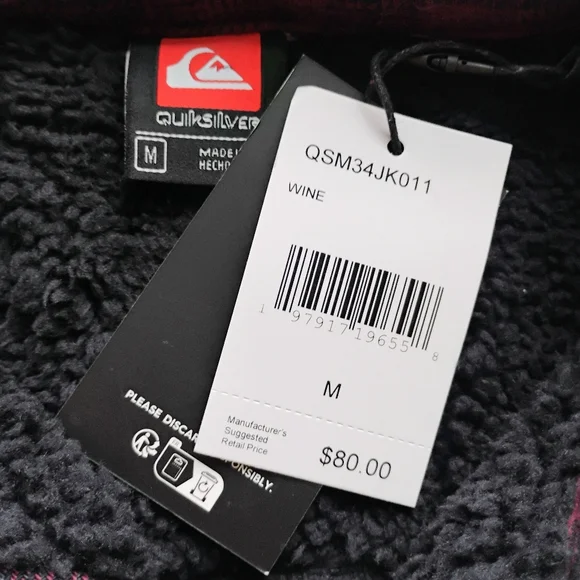 QUIKSILVER NEW Gideon Cold Days Sherpa Lined Flannel Shirt Jacket - Picture 9 of 12